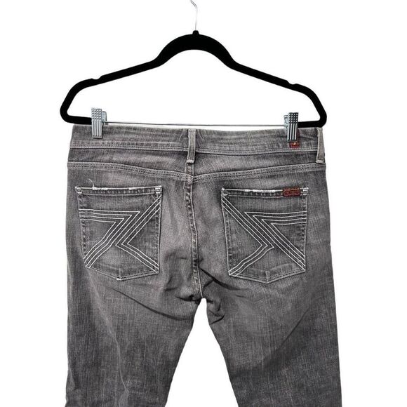7 For All Mankind Gray Grommet Flynt Bootcut Mini Flare Jeans Size 31 - Picture 3 of 10